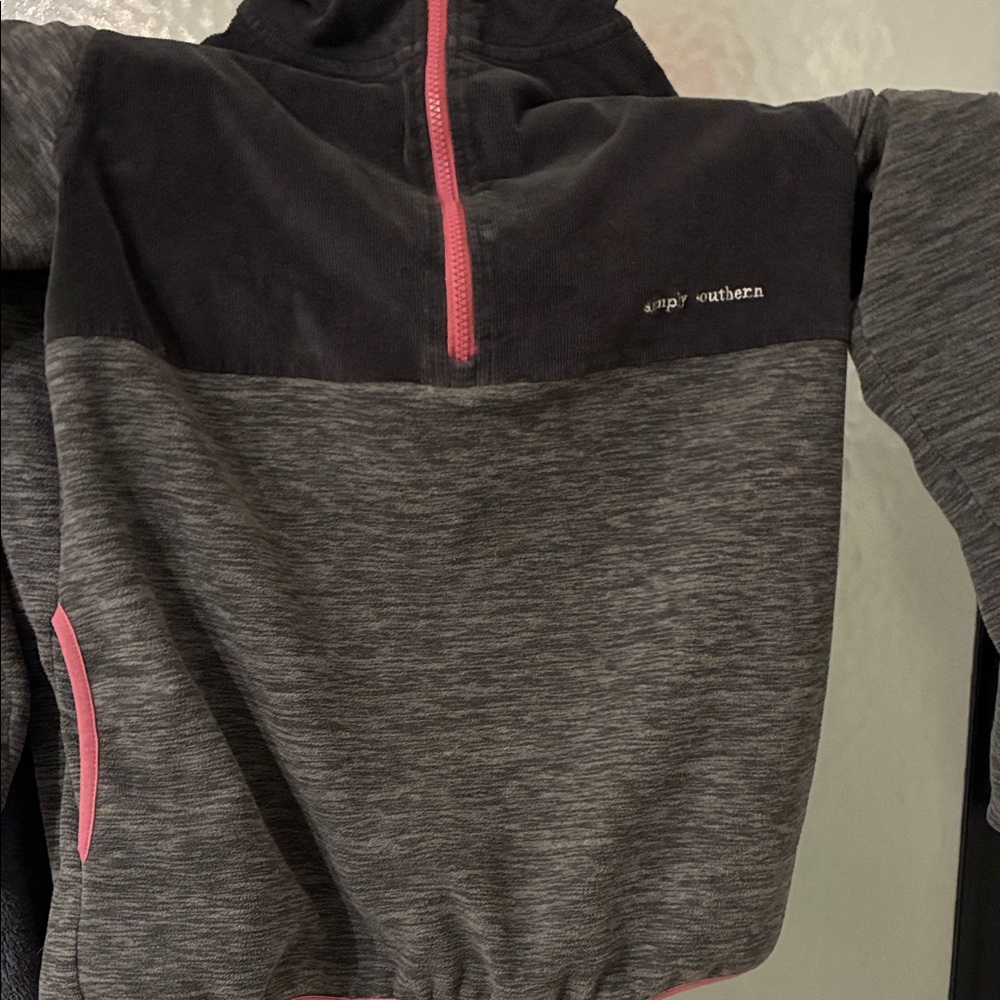 Simply Southern Kids Charcoal and Pink Hoodie